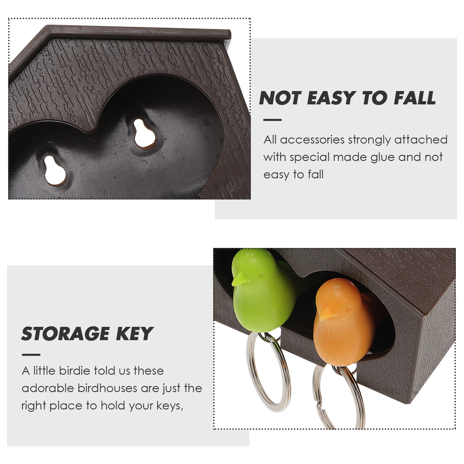Entryway Key Holder Yellow Keychain Aldult Birdhouse Ring with Green Outdoor Organizer Wall 2