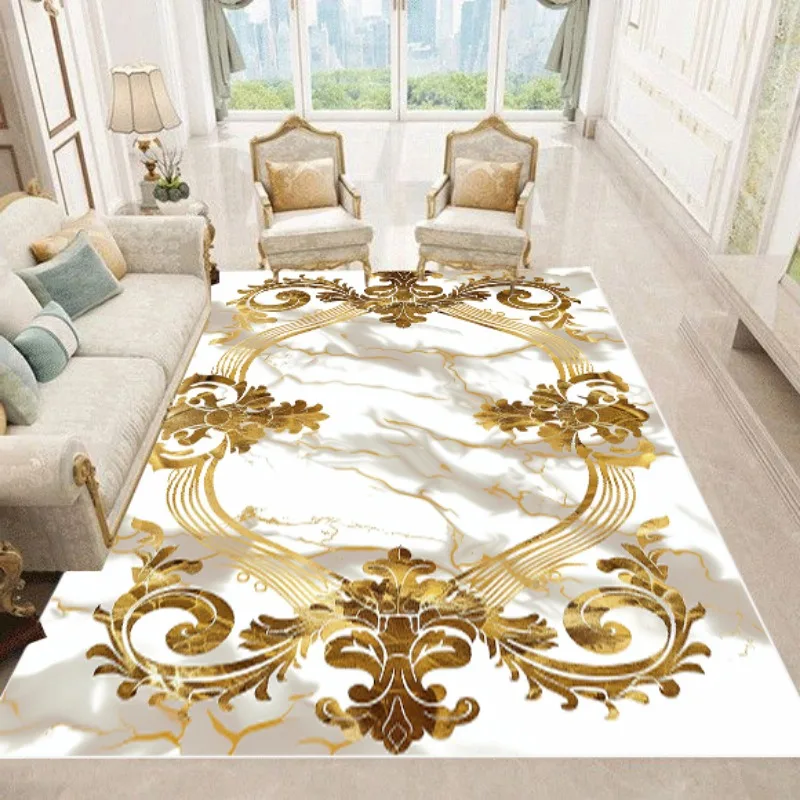 Luxury European Style Carpets Living Room Sofa Side Rugs Home Decoration Soft Golden Carpet Bedroom Cloakroom Hallway Floor Mat 4