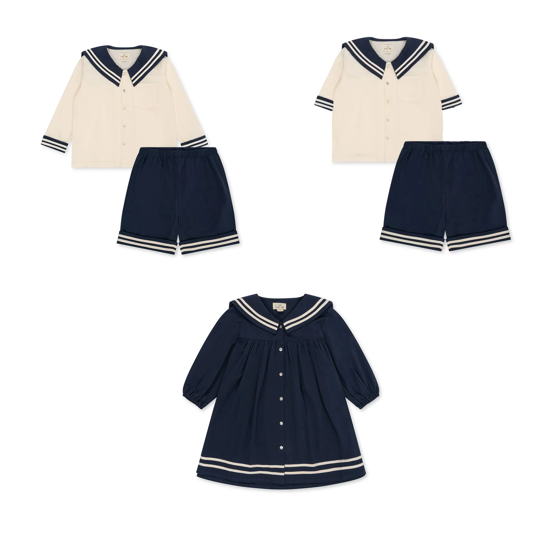 

Jenny&Dave 2023 Spring/Summer Romantic Men's and Women's Treasures Girls' Combed Cotton Navy Style Suit Dress Girl