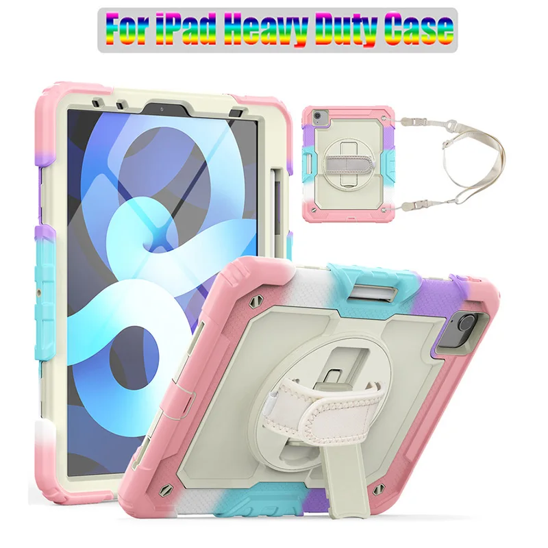 Duty Rainbow Heavy Kids Armor Silicone Case For iPad Air Pro Mini TPU PC Drop Proof Co                of_voghion.com