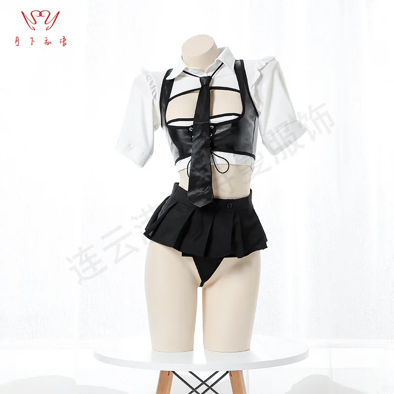 

Sexy Hollow Out Sexy Underwear Sets School Uniform Cosplay Costume Girls Women Uniform Temptation JK Dress