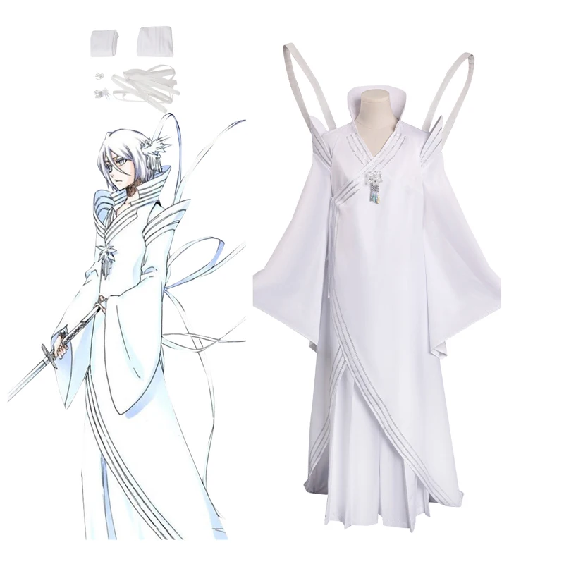 

Anime BLEACH Kuchiki Rukia Cosplay Female Costume Dress Japanese Kimono Outfits Halloween Carnival Suit Coat Role Play