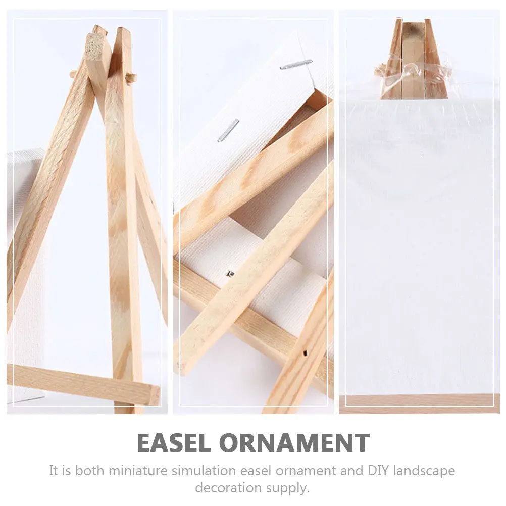 미니 장식을위한 3Pcs 작은 이젤 사랑스러운 나무 삼각형 그림 랙 데스크탑 장식 DIY 공예 액세서리