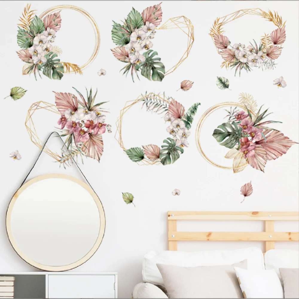 

Beautiful Pink Wreath Wall Sticker Living-room Boys Girls Kids Room Background Decoration Decor Poster