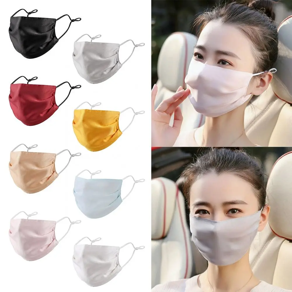 Maschera in seta traspirante alla moda, comoda maschera sottile per il viso, maschera antipolvere per la bellezza, per donne e uomini - immagine 3