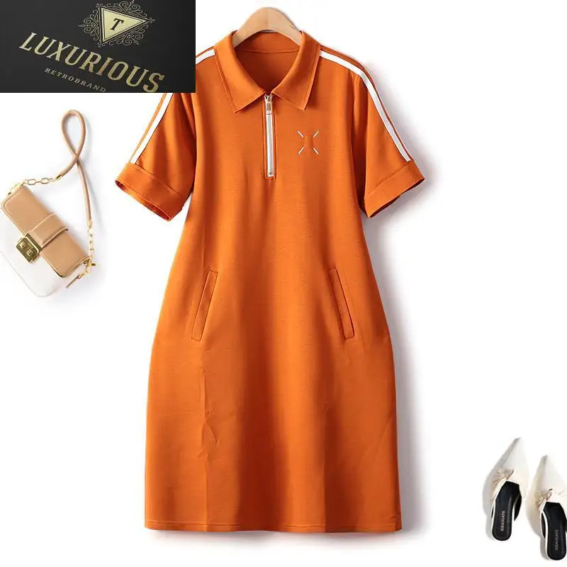 

Спортивные платья для женщин, новинка 2023, прямое летнее короткое Модное Элегантное повседневное платье с вышивкой и полосатым рукавом в европейском стиле