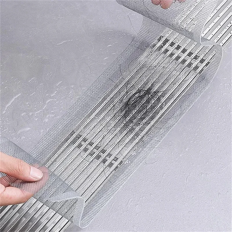 Cuttable Shower Drain Hair Catcher Self-Adhesive Floor Drain Stickers Disposable Mesh Bathroom Kitchen Sink Hair Filter