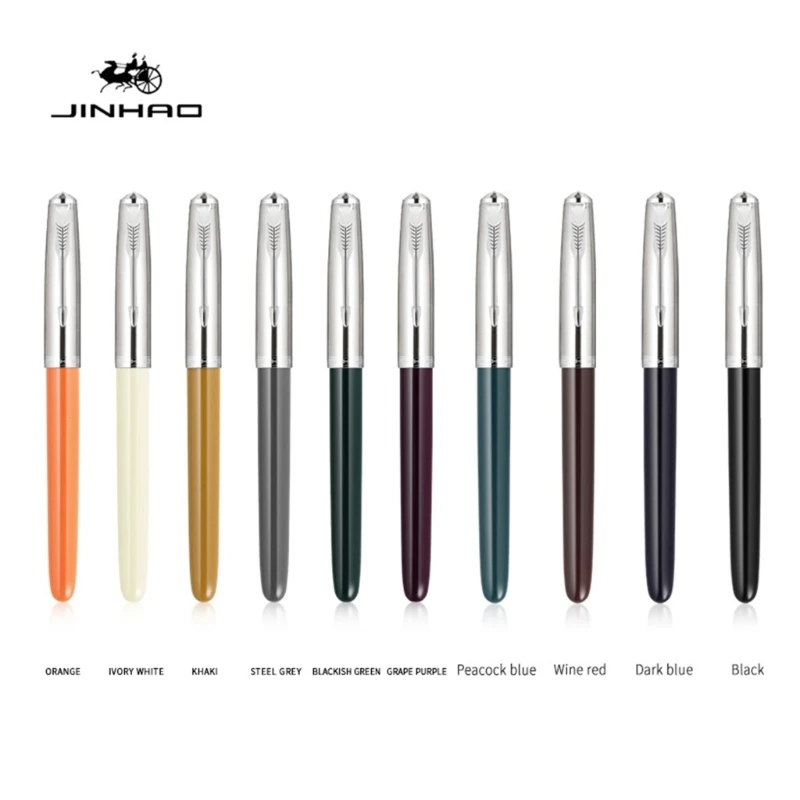 OFBK Jinhao- 86 클래식 스타일 실버 클립 만년필, 펜촉 잉크 펜, 실버 캡, 사무용품, 학교 학생 선물, 0.38mm