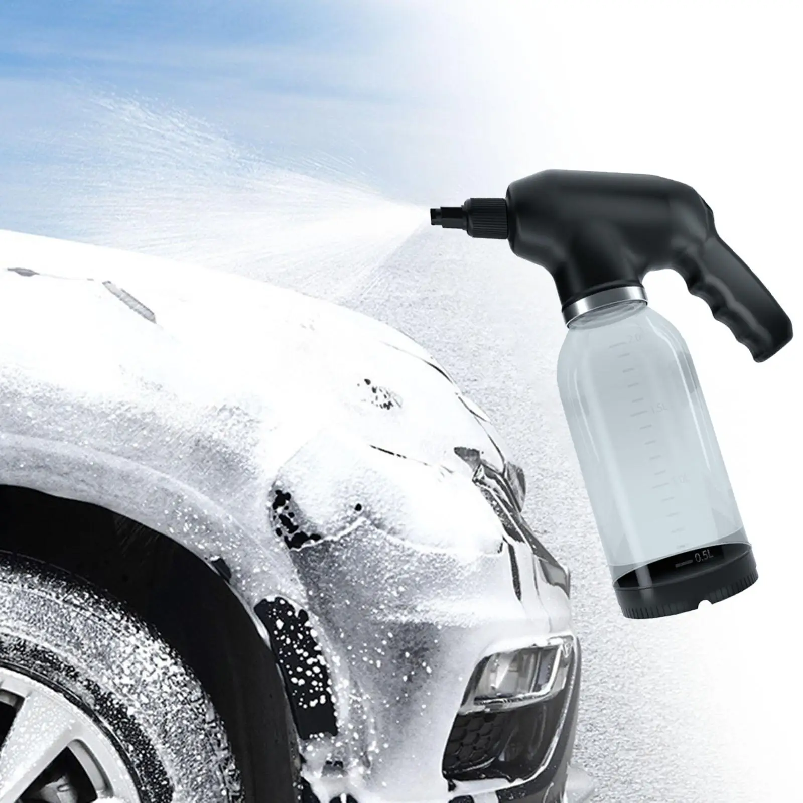 Electric Foam Sprayer Handheld Rechargeable Professional with Scale 2L for Car Beauty Cleaning Trucks Automotive Car Wash