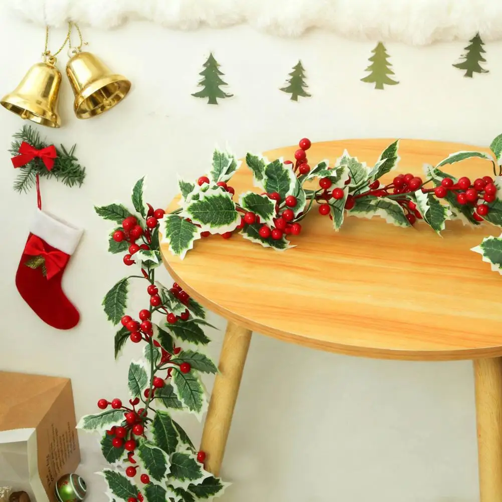 170-260cm Christmas Garland Artificial Red Berry/Norfolk Pine Garland Vine Decorations For Winter Fireplace Indoor Holiday Decor