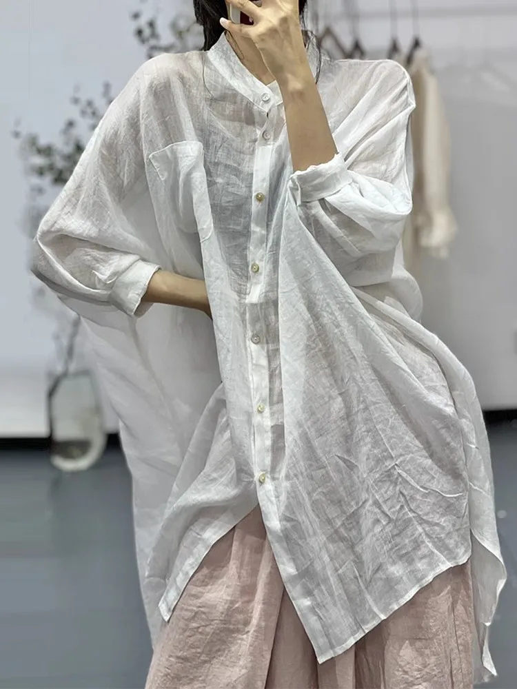 Oversized Spring Summer Midi Shirts Tops Women Casual Loose