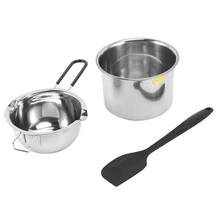 LJL-Double Boiler Pot Set Stainless Steel Melting Pot With Silicone Spatula For Melting Chocolate,Soap,Wax,Candle Making