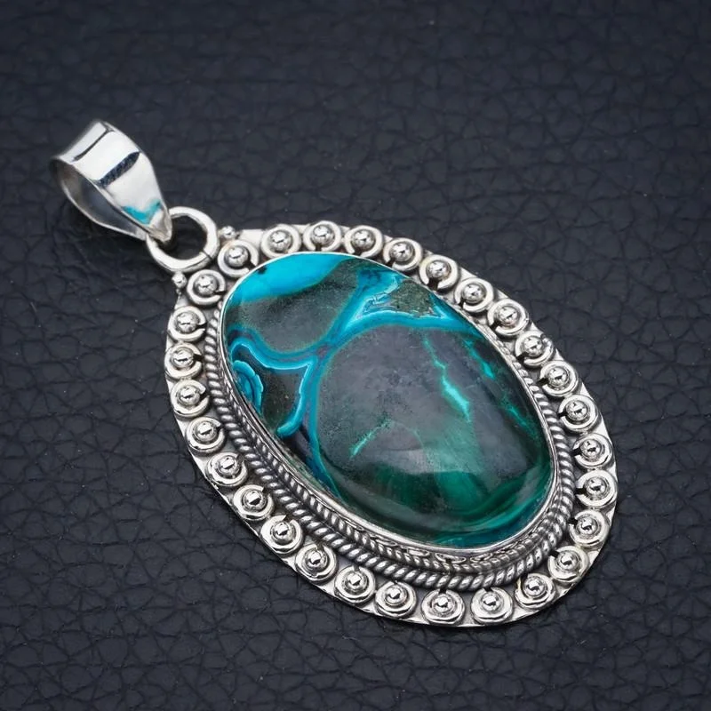 

StarGems Chrysocolla Handmade 925 Sterling Silver Pendant 1.75" F4813