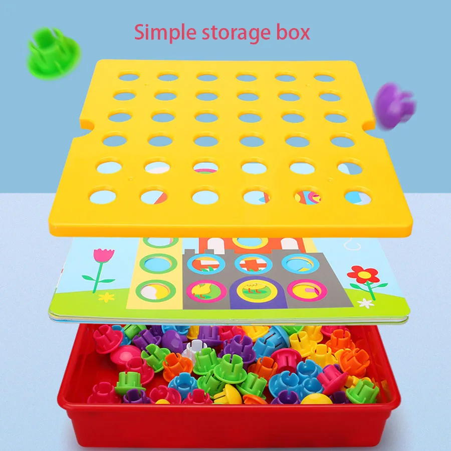 Large particle mushroom nail intelligence development cube jigsaw puzzle DIY educational toys for children 1-3 years old
