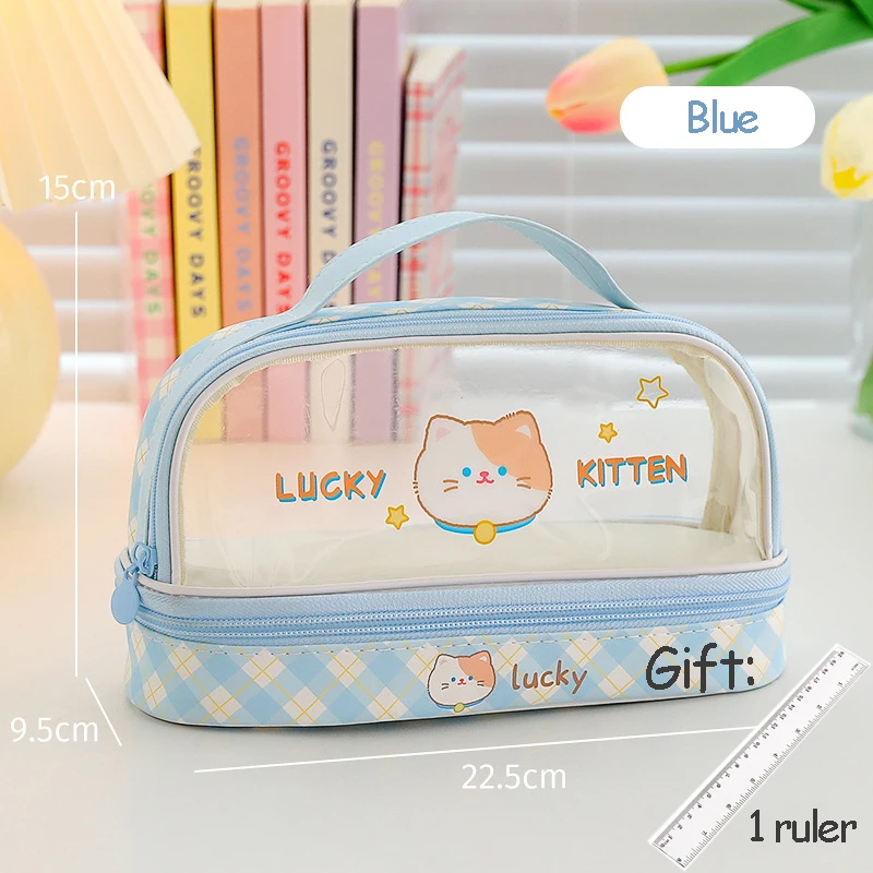 Trousse à Stylo,Trousse à Crayons Transparente En PVC De Grande