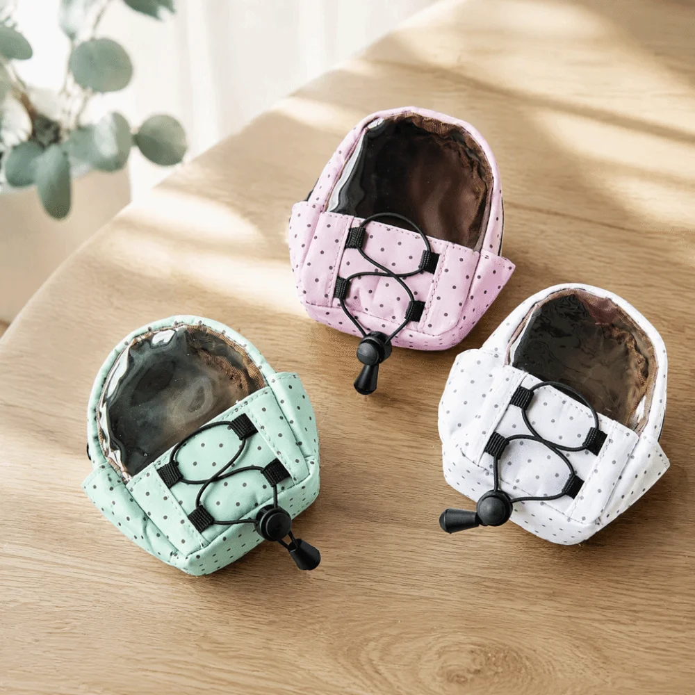 Nuova Borsa Portaoggetti a Pois, Trasparente, a Bocca Larga, Portatile, Facile Accesso, Portamonete in PVC, Accessorio per Zaino - immagine 4