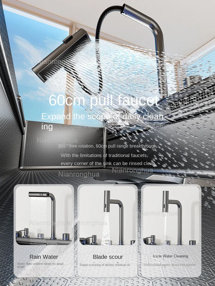 Embossed Honeycomb Flying Rain Waterfall Sink Handmade Kitchen 304 Stainless Steel Large Single Slot Vegetable Wash Basin Sink