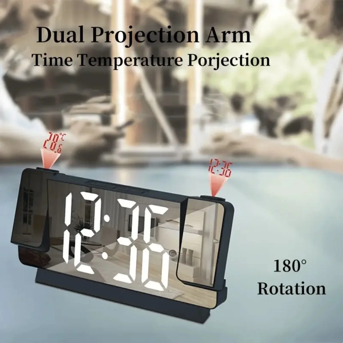 Advanced LED Projection Alarm Clock with USB Power