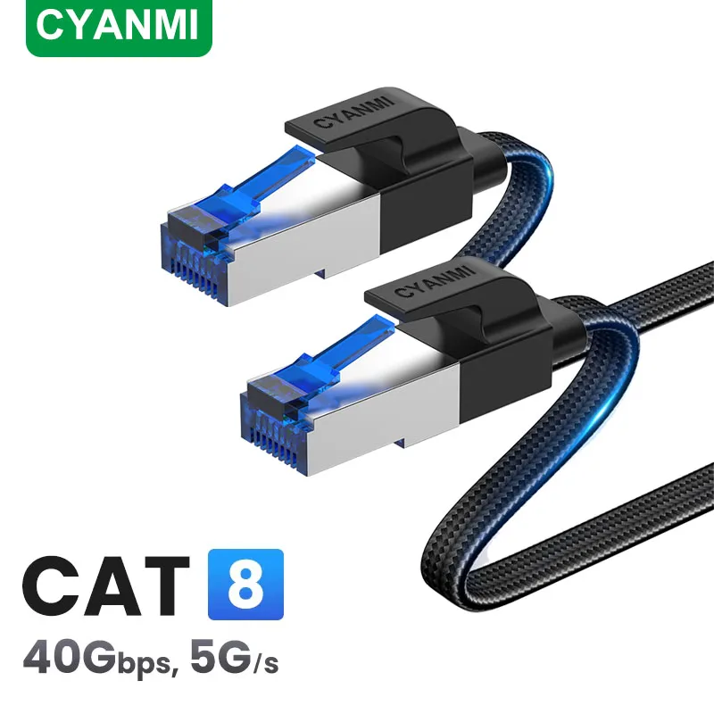 CYANMI Cat 8 이더넷 케이블 2000MHz 40Gbps 게임용 고속 RJ45..