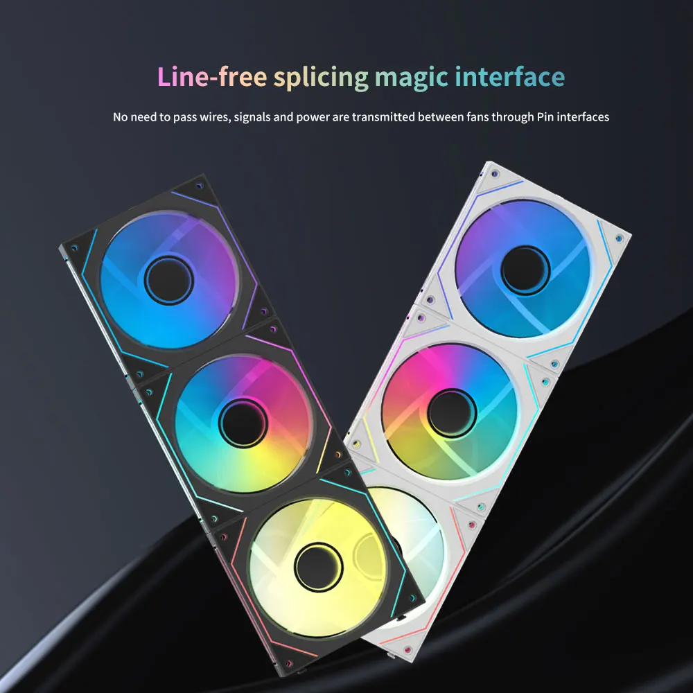 Cableless Silent PC Case Fan with ARGB Lighting - Triple Pack, 120mm