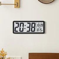 Digital Wall Clock Electronic Wall Mounted LCD Disply Clocks Multifunctional Temperature and Time Week Display Alarm Clock White 2