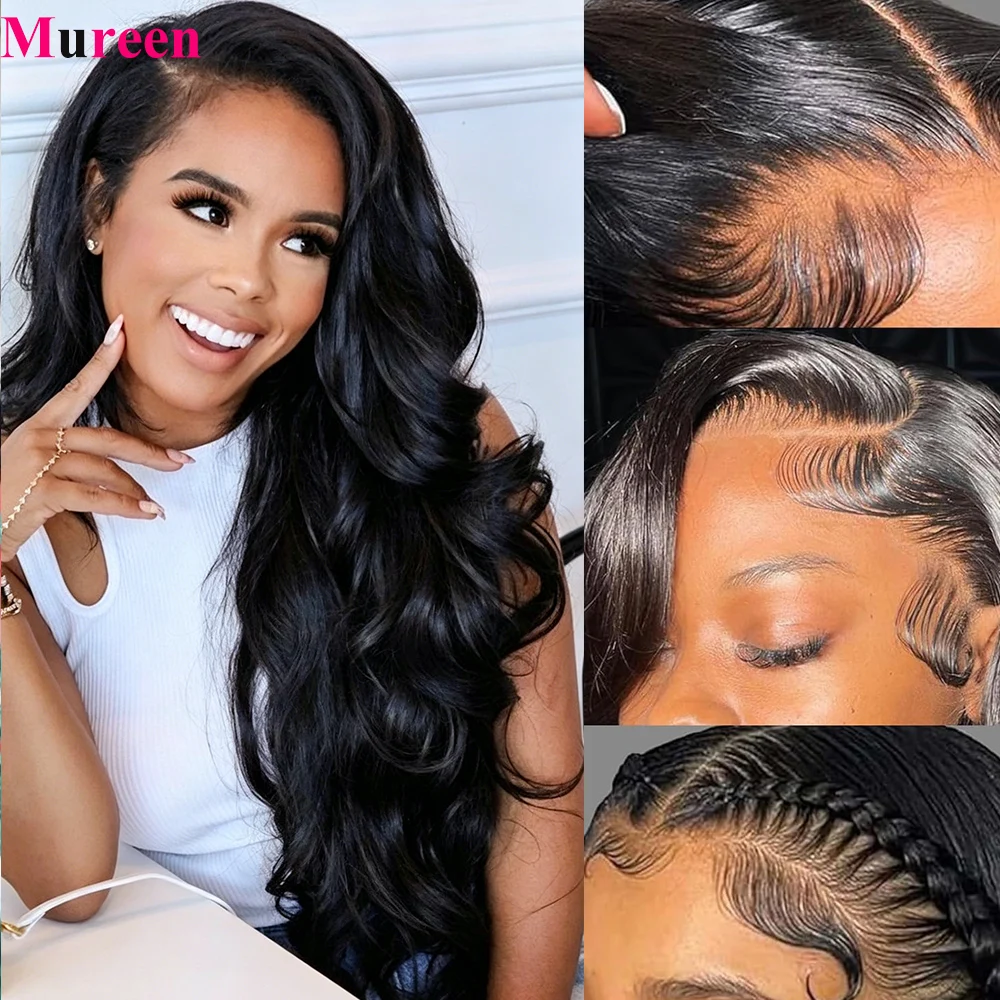 Perruque Lace Frontale 13×6 à Ondulations Longues Densité 250% Cheveux Humains Pré-Pluckés pour Femmes, Perruques 100% Cheveux Humains, Perruque Lace Front HD 13×4