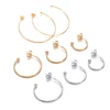 10PCS French Ball Tip Open Circle Hoop Earring Stainless Steel Hyperbole Large Eardrop for Women Fashion Vacation Gift Jewelry 1