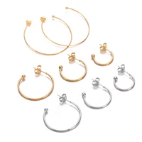 10PCS French Ball Tip Open Circle Hoop Earring Stainless Steel Hyperbole Large Eardrop for Women Fashion Vacation Gift Jewelry 1