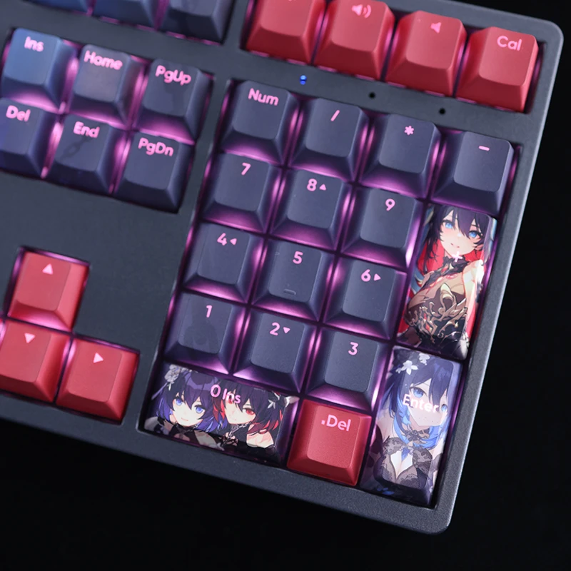 Teclas Conjunto Seele Vollerei Stygian Keycap Pbt Corante Subbed Backlit Keycaps Honkai Impacto Anime Gaming Key Caps Perfil Cereja 108 - Imagem 5