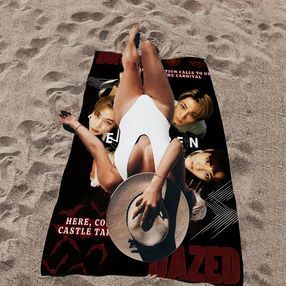 Kpop E-ENHYPEN Microfiber Beach Towel Absorbent Quick Dry Soft Yoga Swimming Resort Mountain Climbing Towel 4