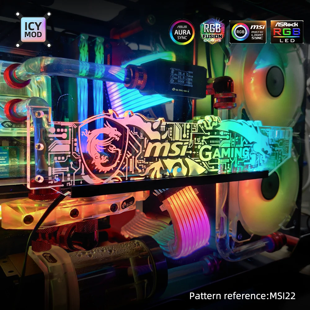 Suporte Vga Rgb Personalizar Argb Suporte Horizontal Gpu Suporte de Placa de Vídeo Suporte Gráfico Personalizável Aura Faça Você Mesmo pc Refrigerador de Água Cpu - Imagem 3