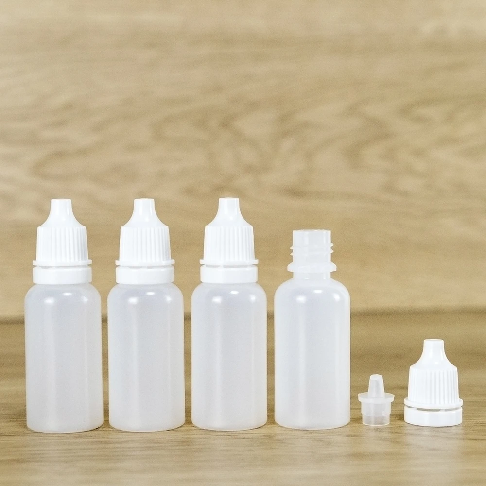 100Pcs 3ml to 100ml Empty Liquid Dropper Refillable Bottles Plastic Squeezable Eye Drops Vials Travel Paint Leak Proof