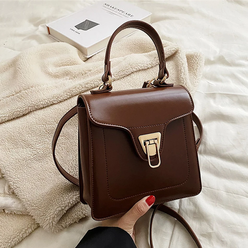 Bolso de hombro pequeño asa corta para bandolera de marca de lujo, Vintage, de cuero PU, a la moda| - AliExpress