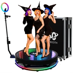Portable LED Glass Platform 360 Photo Booth Automatic Spin Camera Selfie 7 Peoples 68-115cm 360 Rotation Photo Booth Machine