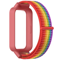Enhanced Sports Nylon Strap with Protective Bumper Shell Cover for Mi Band 9 active (Pride Edition)