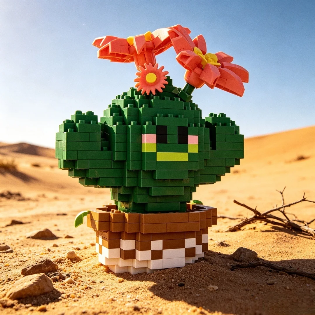 338pcs 사막 선인장 3D 퍼즐 빌딩 블록 장난감, 가정 장 꽃 분재 장식품, 어린이 생일을 위한 DIY 다육 식물 선물