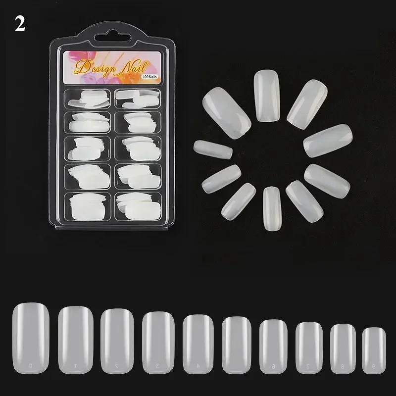 Natural Transparent Seamless Full Coverage False Nail Tips - 100pcs/box