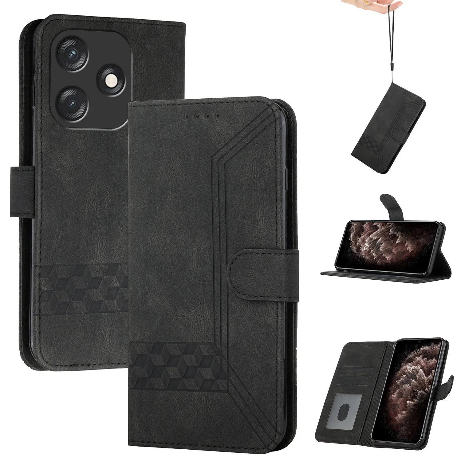 Leather Wallet Phone Case with 3 Card Slots and Handbag Book Flip Cover