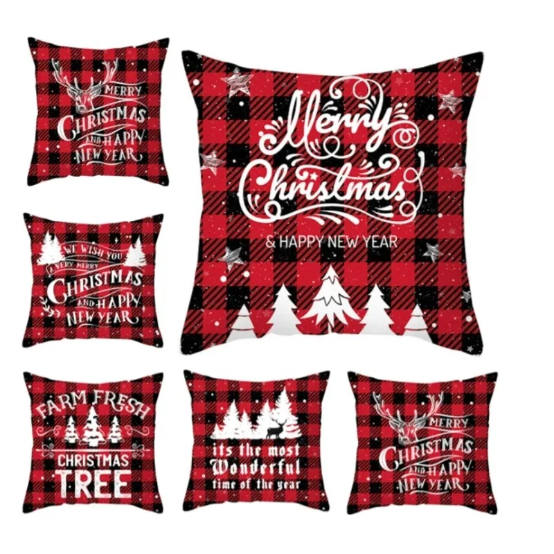 

Christmas Pillow Cover Winter Holiday Geometric Plaid Pillowcase Home Sofa Decor Geometric Cushion Cover Merry Christmas G244