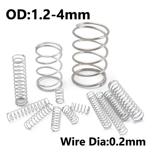 Small Compression Springs Wire Dia:0.2mm Micro Small Compression Spring Return Spring Outer ...