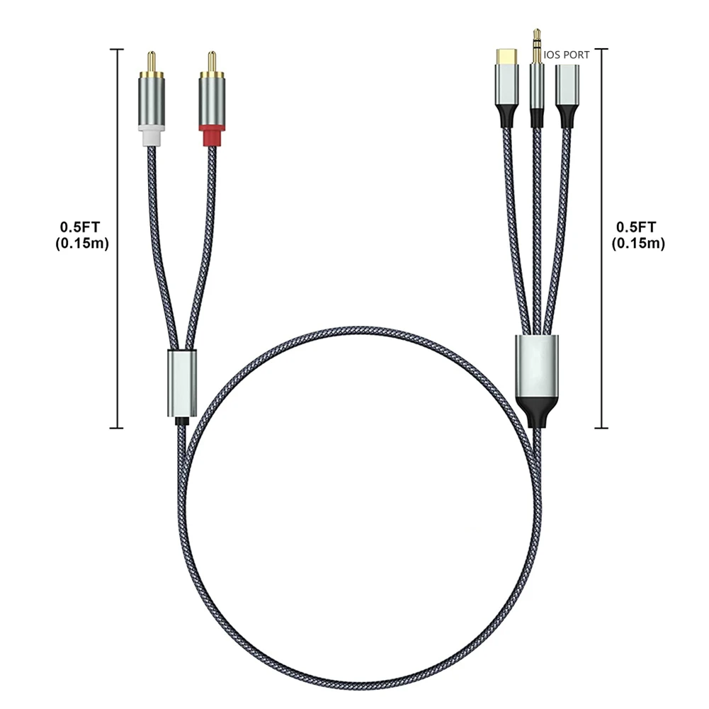 USB C -2 RCA   ̺ Y ø,  C Ÿ, 3.5mm -2RCA ̺ Ŀ, Ȩ þ TV, 1 m, 2 m, 3m