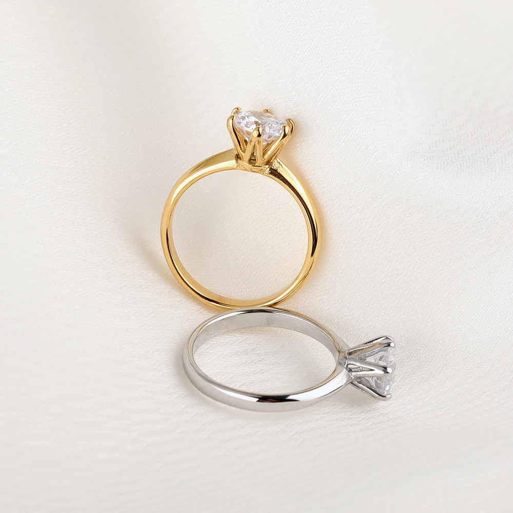 Wedding Engagement Ring for Women Zirconia Crystal Proposal Ring Anniversary Jewelry Crystal rings engagement rings zircon rings stone rings wedding rings stainless steel rings finger rings metal rings