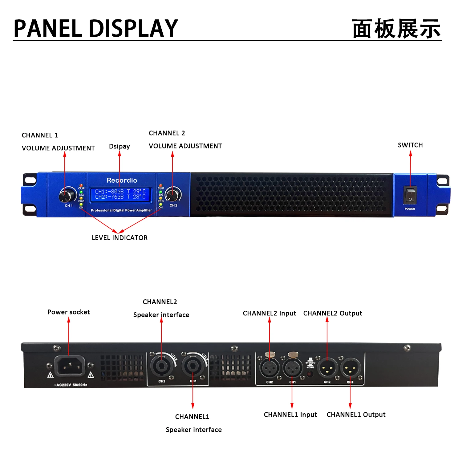 GAP-D2900 DJ 서브우퍼 스피커용 전문 파워 앰프, 웨딩 KTV 가정용, 600W * 2