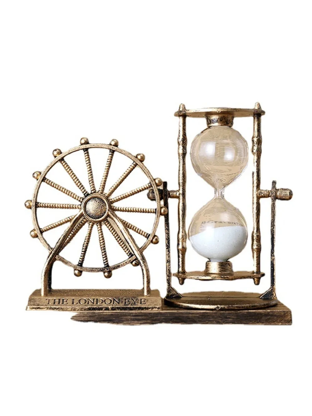 Vintage Creative Rotating Ferris Wheel Wheel Hourglass Ornament Crystal Ball Crafts Gift for Home Bedroom Office Desktop Decor