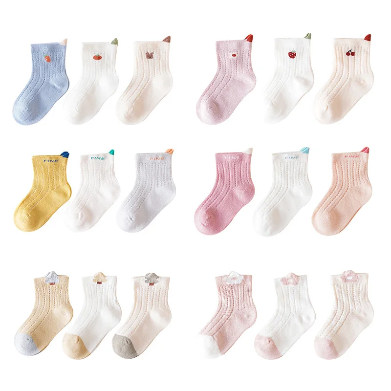 

3pairs/set Summer Newborn Baby Socks For Girls Mesh Thin Infant Girls Boys Chlidren's Toddler Kids Short Sock 0-5Years