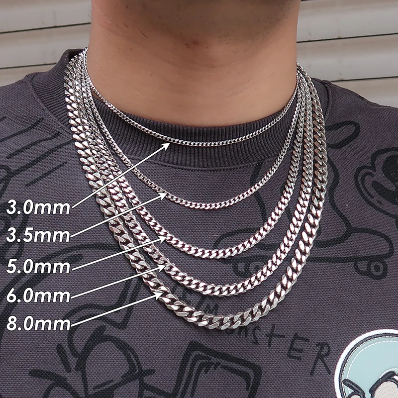 10 x kubanische Gliederkette aus Edelstahl für Männer und Frauen, anlaufgeschützte kubanische Kette, goldfarbene kubanische Halskette, klobige Panzerkette – Detail 1