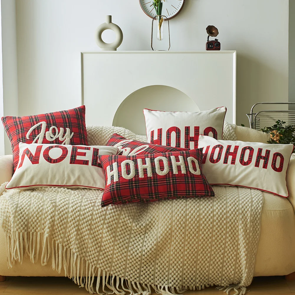 

Cotton pillow cover 45x45cm embroidered pad cover living room Christmas sofa decorative pad