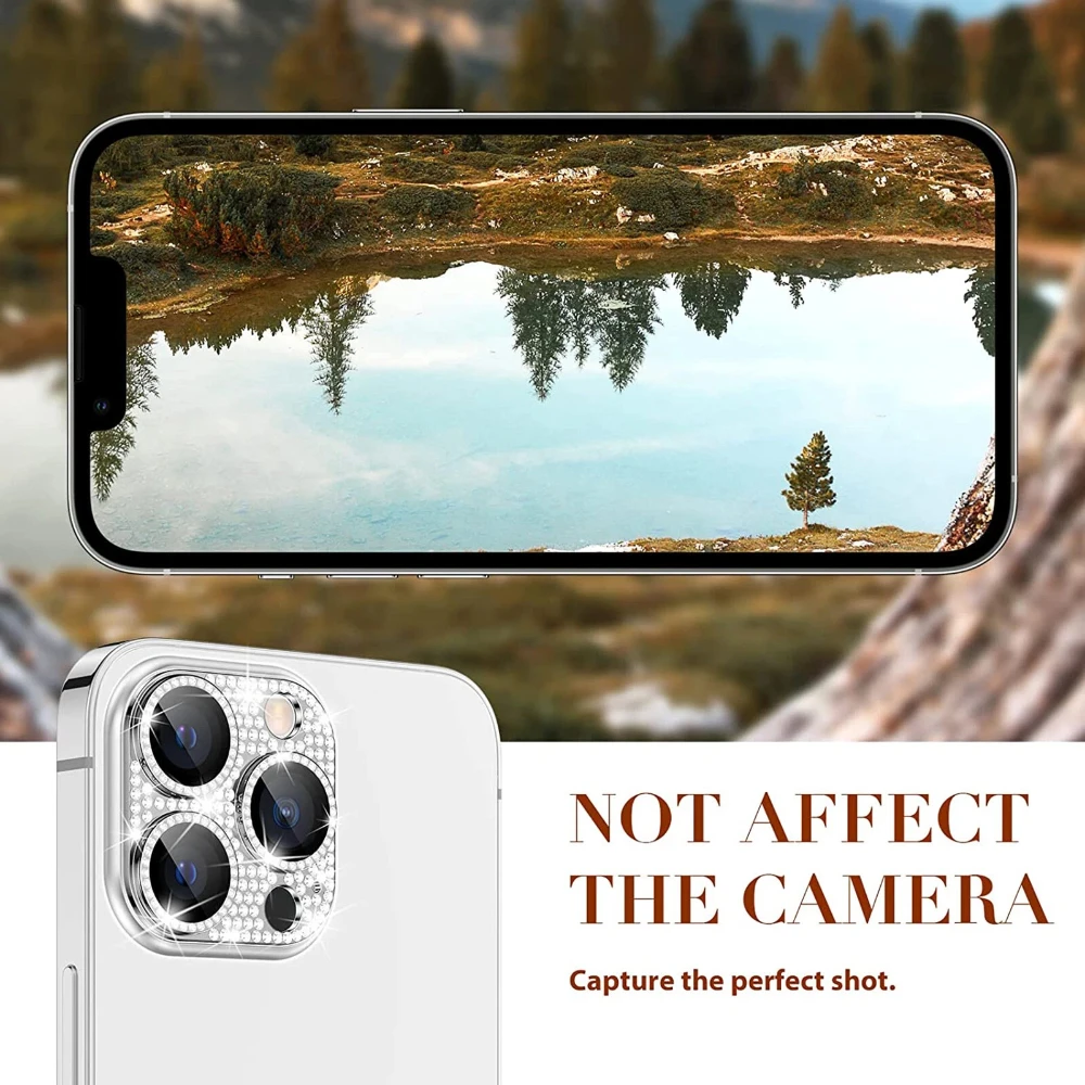 Luxury Glitter Camera Lens Protector - Full Cover Metal with Tempered Glass