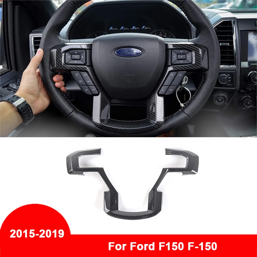 

Для Ford F150 F-150 2015-2019, Автомобильное рулевое колесо, искусственное украшение, обшивка, литье, наклейка, аксессуары из углеродного волокна