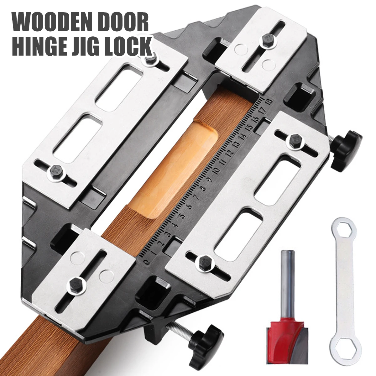 

Wood Door Hinge Hole Opener Hinge Positioning Slotter Hinge Lock Guide Plate Hole Opener with Spanner Bottom Cutter Woodworking